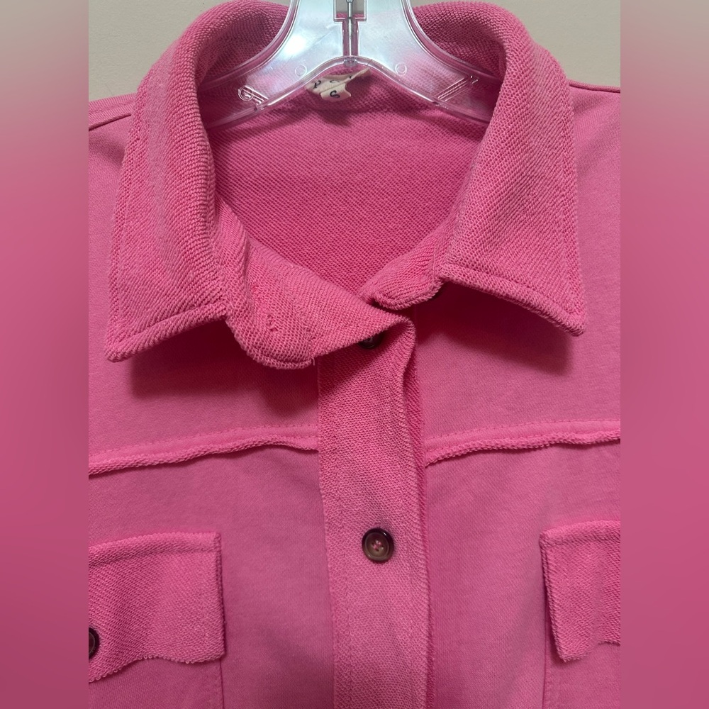 Pink Oversized Button Down Shacket Jacket Pol Siz… - image 3